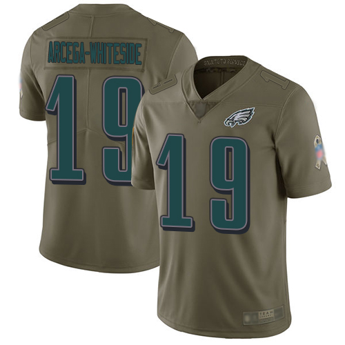 Men Philadelphia Eagles #19 JJ Arcega-Whiteside Limited Olive 2017 Salute to Service Football NFL Jersey